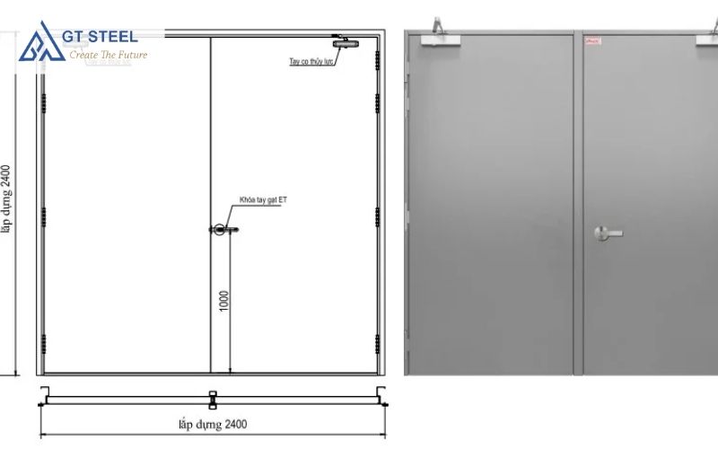 kích thước của cửa thép chống cháy